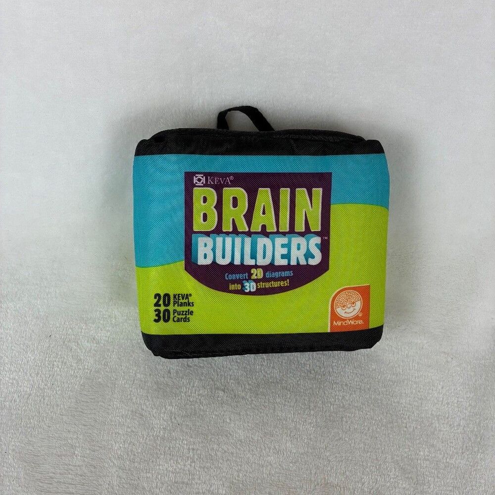 KEVA Brain Builders 3D Puzzle Game Set 19 Wood Planks 30 Cards MindWare STEM